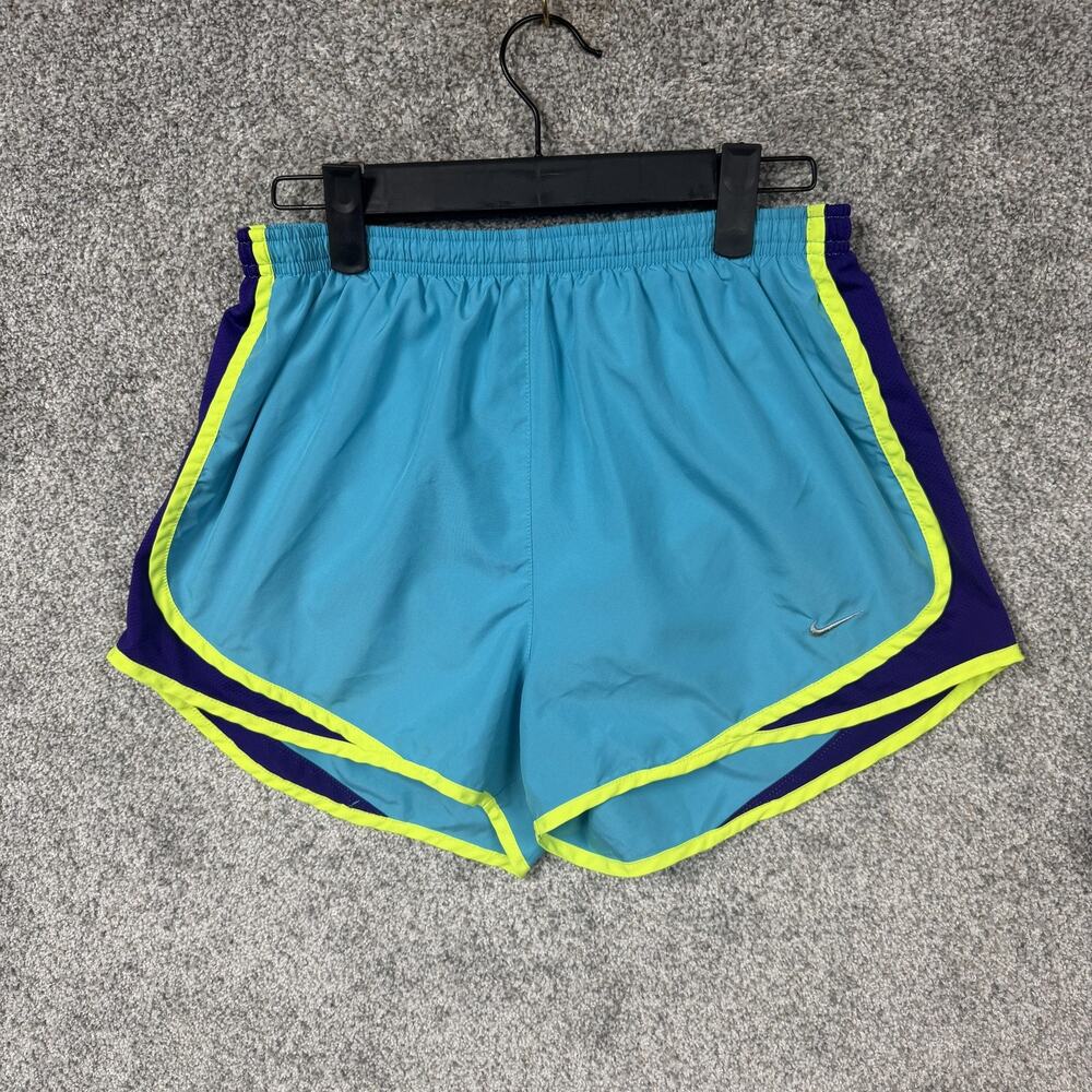 Nike Dri-FIT Running Shorts Womens Medium 26x3.5 Blue Purple Colorblock Athletic